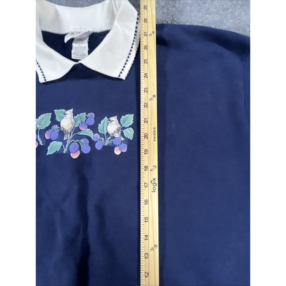 VTG 90s Morning Sun Collared Sweatshirt Womens 2XL Grandma Cottagecore Pullover - Picture 6 of 9